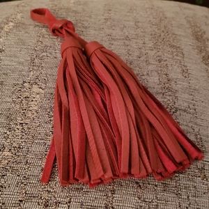 Deep red leather purse / key tassel handcrafted